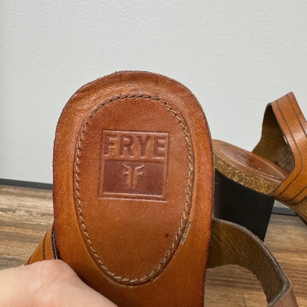 Frye Black and Brown Leather Block Heel Sandals - Picture 8 of 13